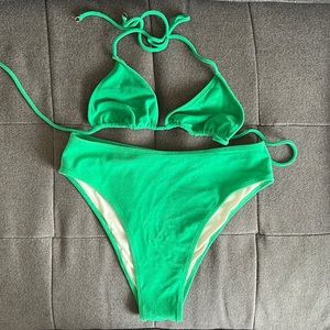 Faithful the Brand High Waist Bikini in Green Terry 🌴